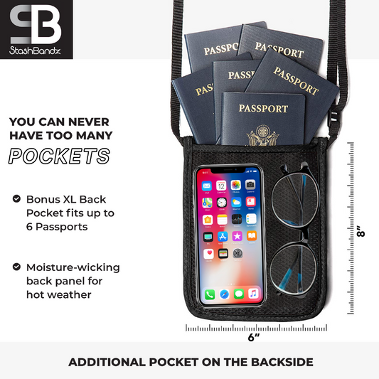 RFID Neck Wallet with lots of pockets